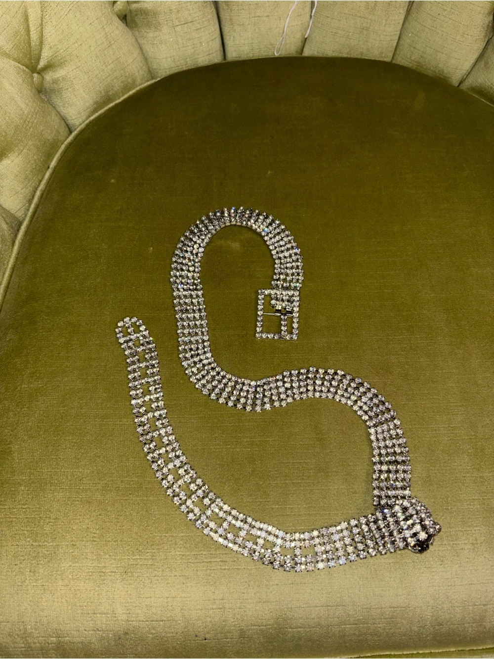 Flawless 5-Row Rhinestone Belt w Square Buckle Elegant Fit 27.5" - 35" Stunning! - Picture 5 of 11